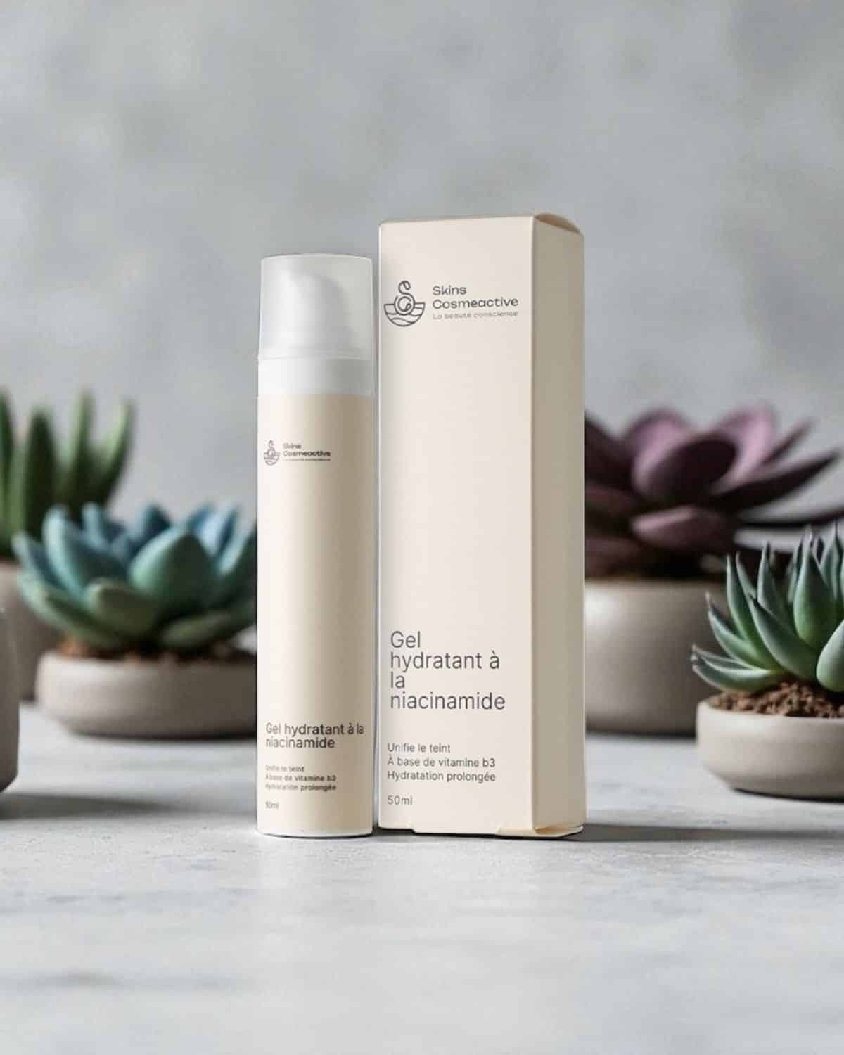 Gel hydratant à la niacinamide skinscosmeactive- soin visage bio pour apaiser, hydrater et renforcer la barrière cutanée.